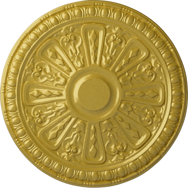 Ekena Millwork Raymond Ceiling Medallion (Fits Canopies up to 5 3/8"), Hand-Painted Rich Gold, 18"OD x 1 1/4"P CM18RA2RGS - main